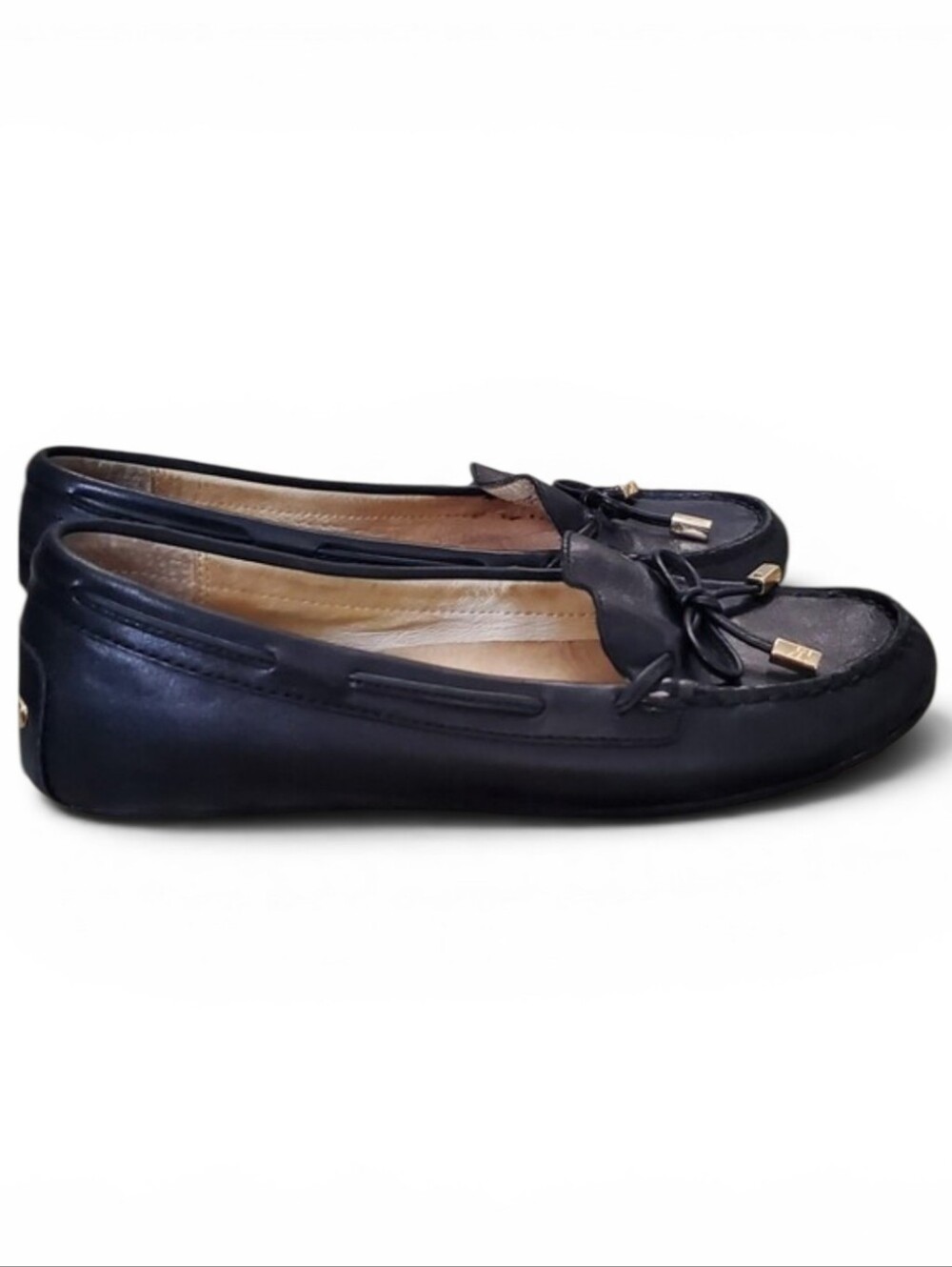 Michael Michael Kors Women's Black Leather Bow Moccasin Loafers. Size 6.5M.